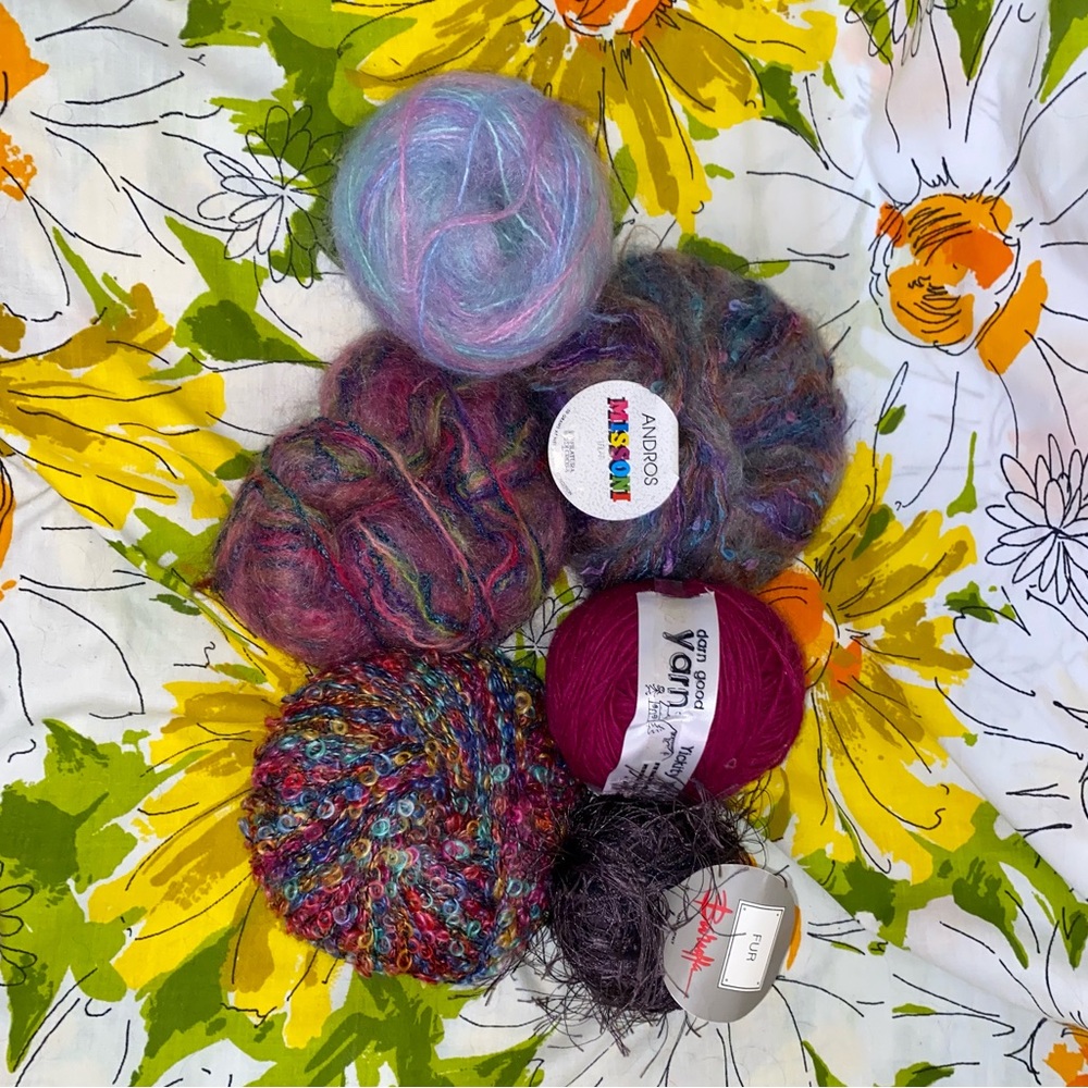 6 Skeins Mixed Brand Bundle - Mohair, Wool,